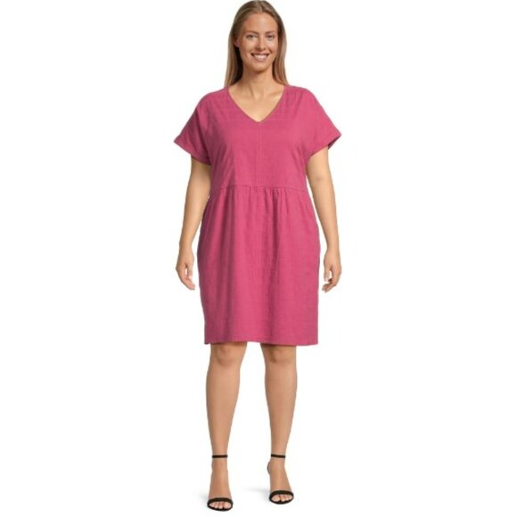 Terra & Sky Women's Plus Dolman Swing Dress, Rosiest Roughe - Picture 1 of 5